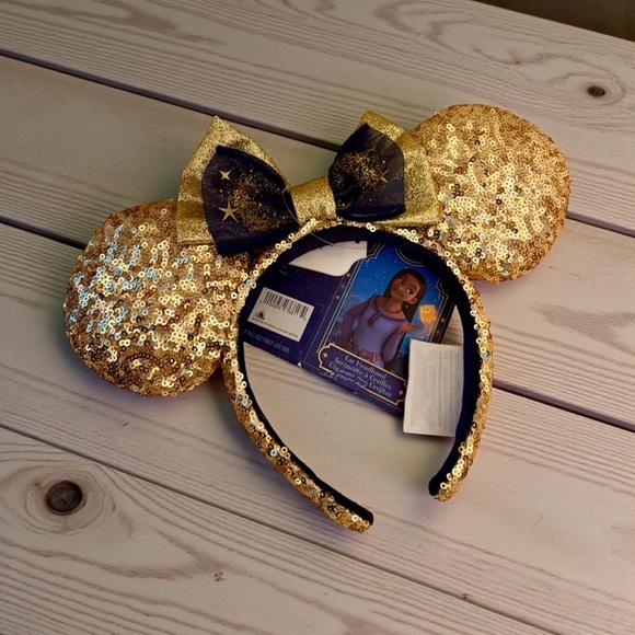 Disney Accessories - Disney Mouse Ears - Disney Wish Animated Movie - Gold Sequined Headband NWT